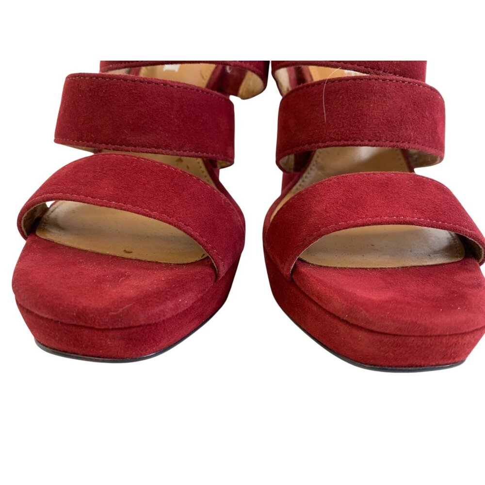 Coach Marina Red Suede Strappy High Heel Platform Sandals Size 5B - Picture 10 of 12